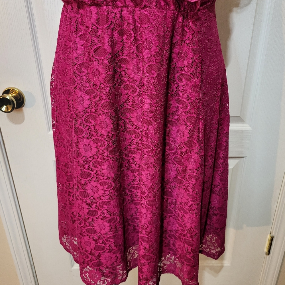 Torrid Pink Fuchsia Lace Knee-Lenght Dress - Picture 8 of 16